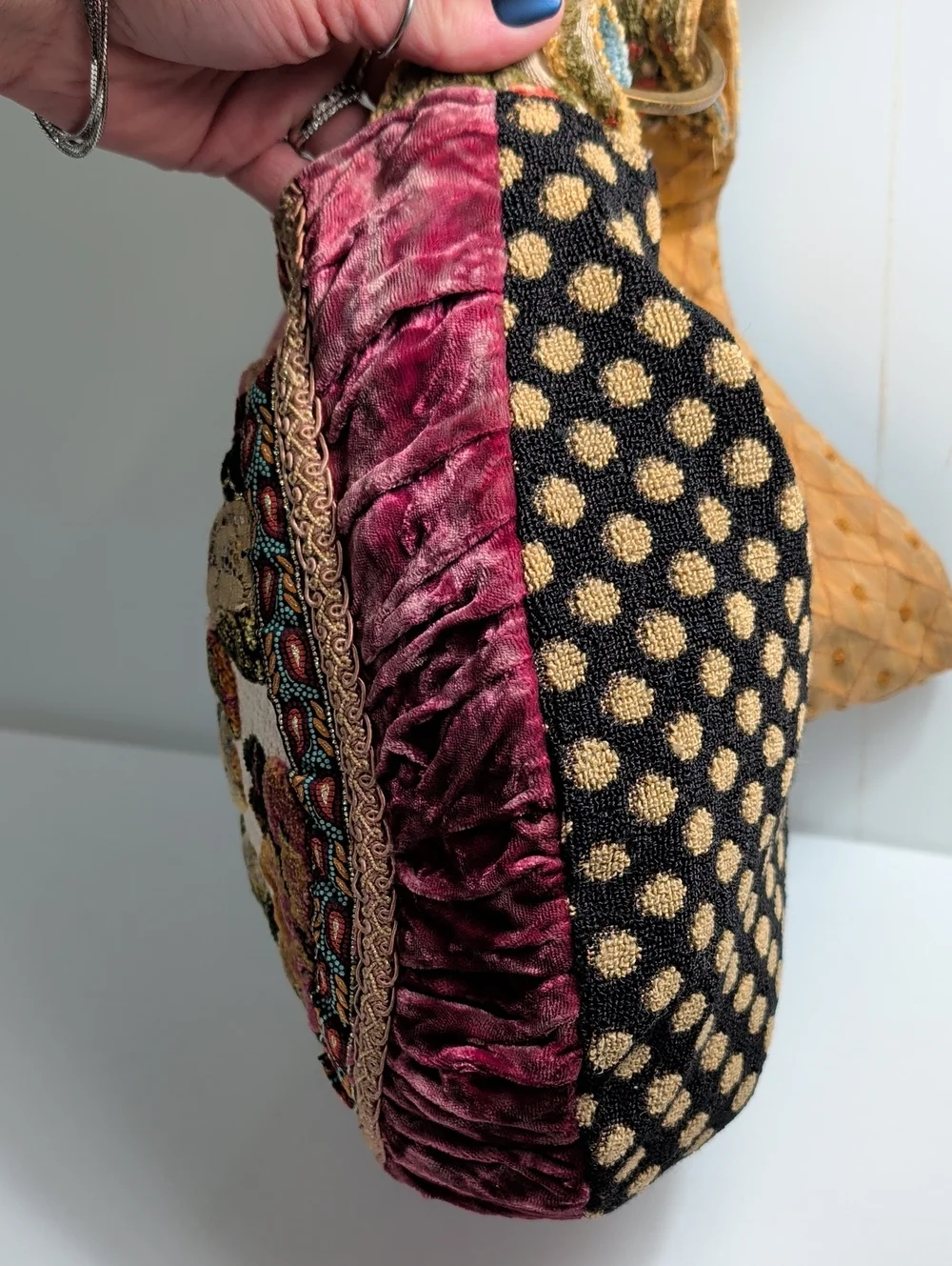 One-of-a-Kind Upcycled Bohemian Tapestry & Velvet Shoulder Bag